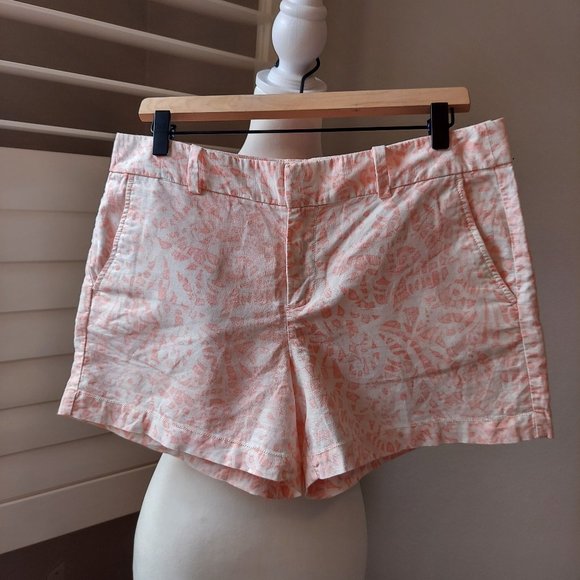Ann Taylor Pants - Ann Taylor Loft Pink & White Linen Shorts 4" Size 6